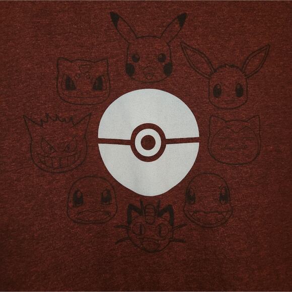 Pokemon‎ Pokeball Red Heather Graphic Tee Shirt Size Large Tall - Picture 5 of 7
